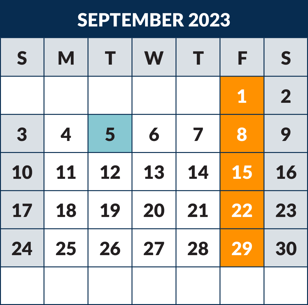 2023 - 2024 School Calendar - Month September