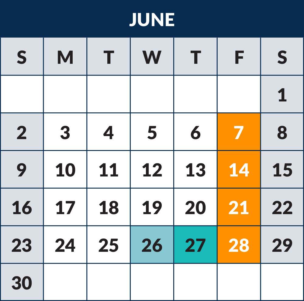 2023 - 2024 School Calendar - Month June