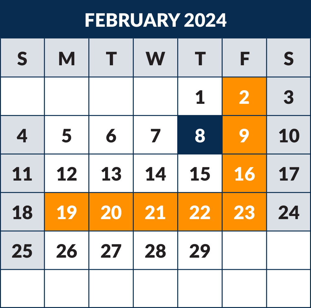 2023 - 2024 School Calendar - Month February