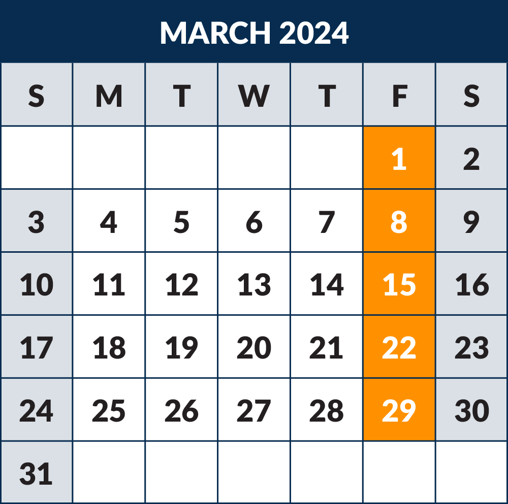 2023 - 2024 School Calendar - Month March