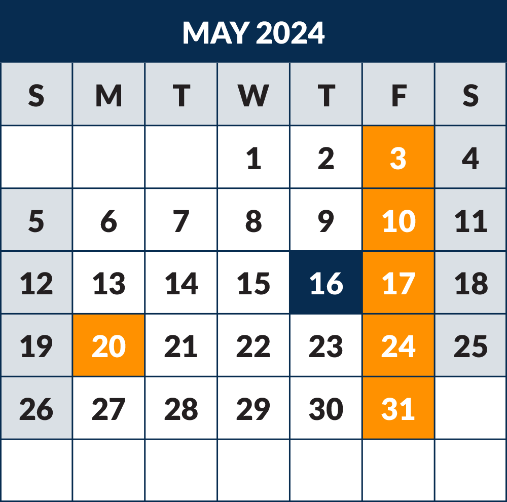 2023 - 2024 School Calendar - Month May
